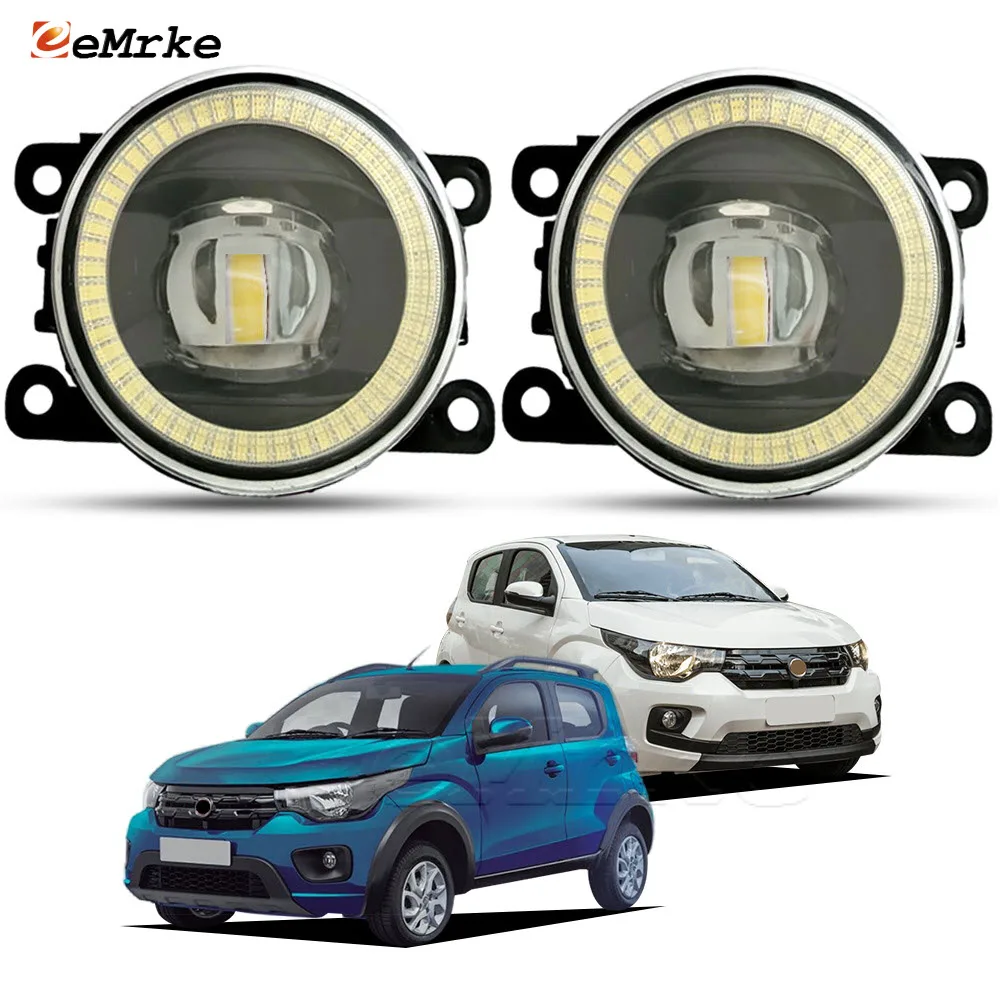 2X LED Angel Eyes Fog Lights DRL for Fiat Mobi 2016 2017 2018 2019 2020 2021 2022 2023 Car PTF 30W w/Lens Daytime Running Lamp