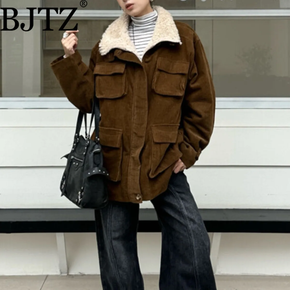 

BJTZ Women’s Corduroy Padded Coat Heavy Duty Warm Comfortable Elegant Premium Quality Autumn Fall 2025 New Arrival Chic