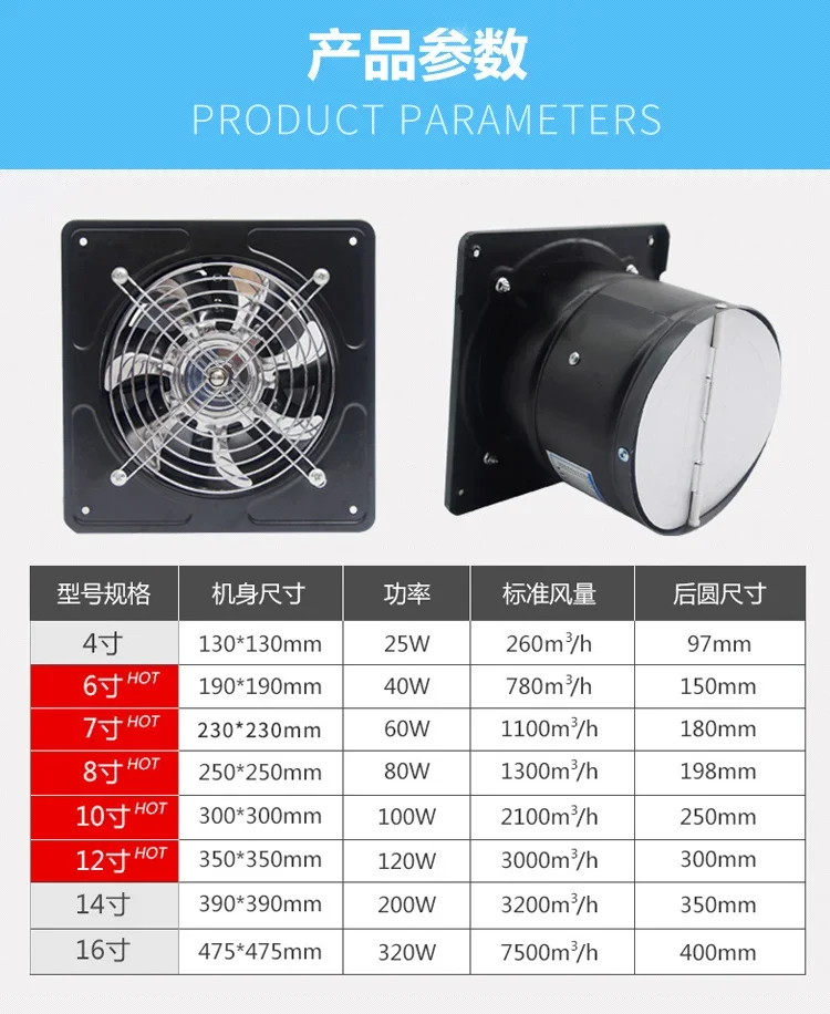 

Высокоскоростной вытяжной вентилятор Xiangma 220 В для кухни, ванной комнаты, настенный, сильная вентиляция AO