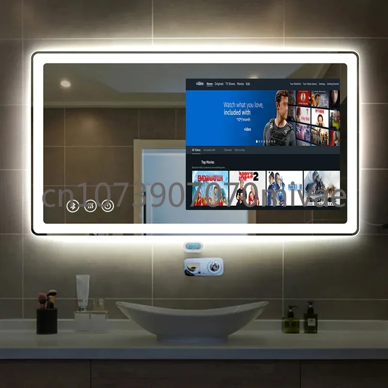 Wholesale Hotel Home Touch Screen Mirror with Tv Android 11 Led Bath Gym Magic Smart Mirror IP65 Waterproof Bathroom Mirror Tv