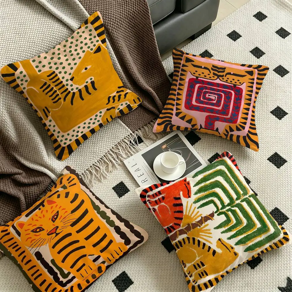 Ancient Egypt Tiger Leopard Lucky Dragon pillow cover sofa cushion cover home room decoration children gift