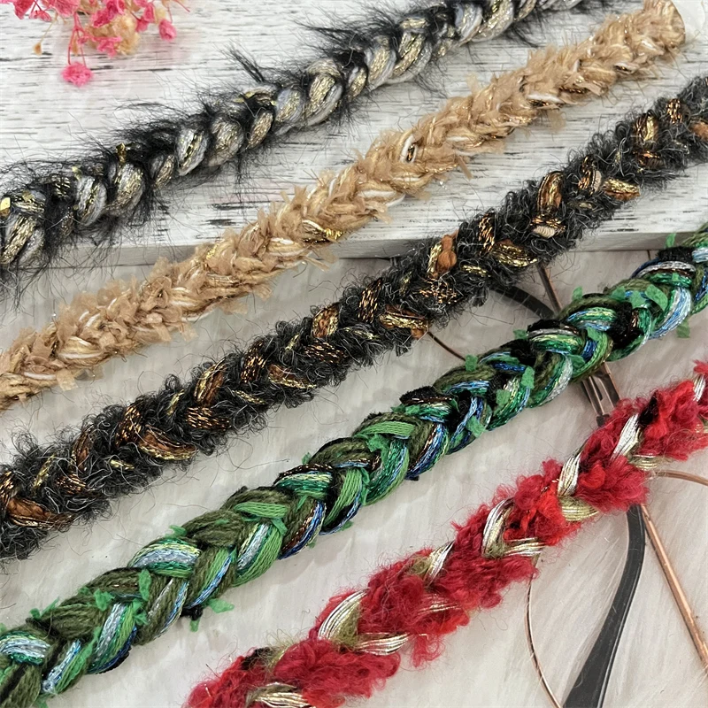 New Wool Knitting Fried Dough Twists Braid Side Pocket DIY Handmade Tweed Clothing Lace Chain Accessories Coat Decorative Ribbon