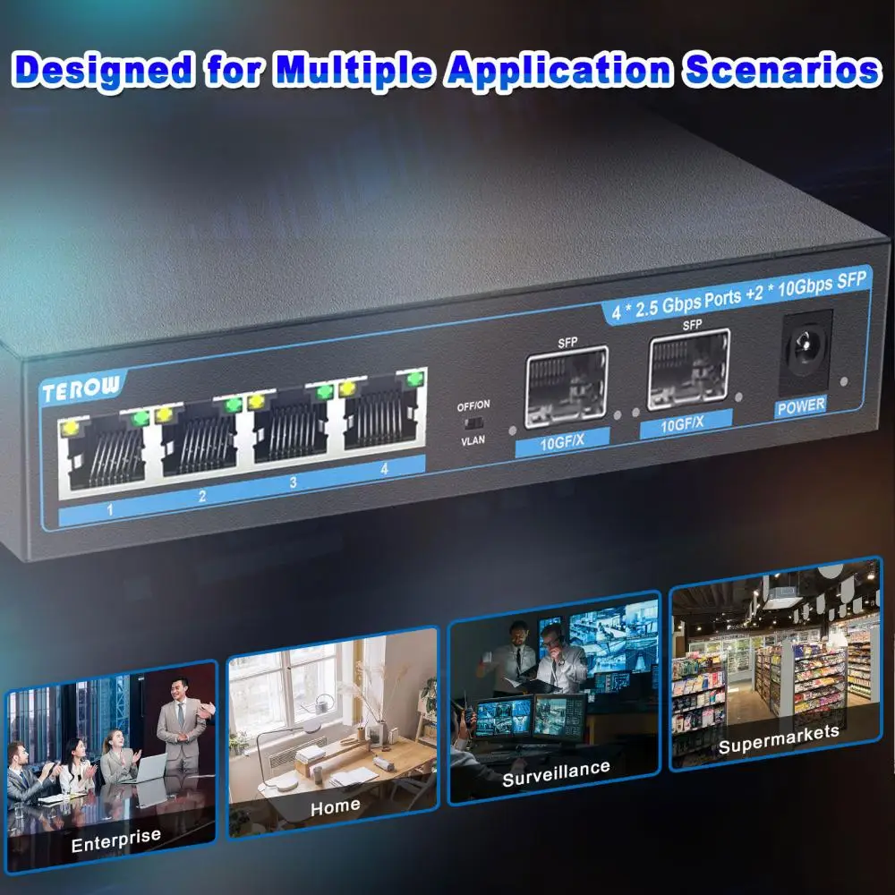 TEROW-conmutador Ethernet de 4 puertos, dispositivo de 2,5 Gbps, 2 puertos, 10G, SFP, no gestionado, 1G/2,5G, velocidades, Gigabit, LAN Hub para AP