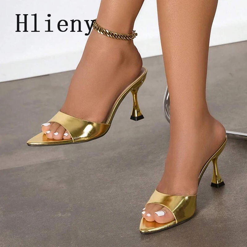 Hlieny 2025 موضة الصيف الجديدة أشار تو النساء النعال مثير الضحلة رقيقة عالية الكعب أحذية الشريحة الصنادل Zapatos De Mujer