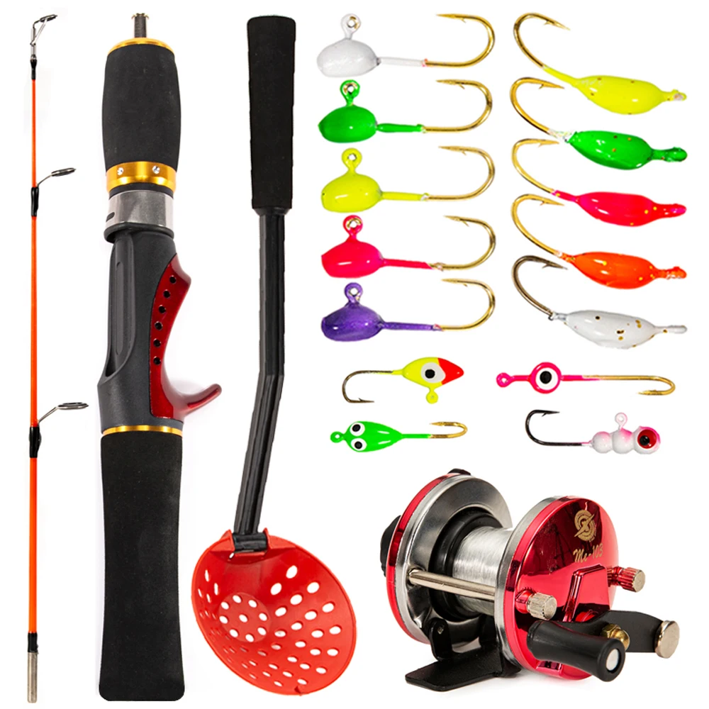 Ice Fishing Gear Set Ice Fishing Rod and Reel Combo with Ice Fishing Scoop and Ice Fishing Hook