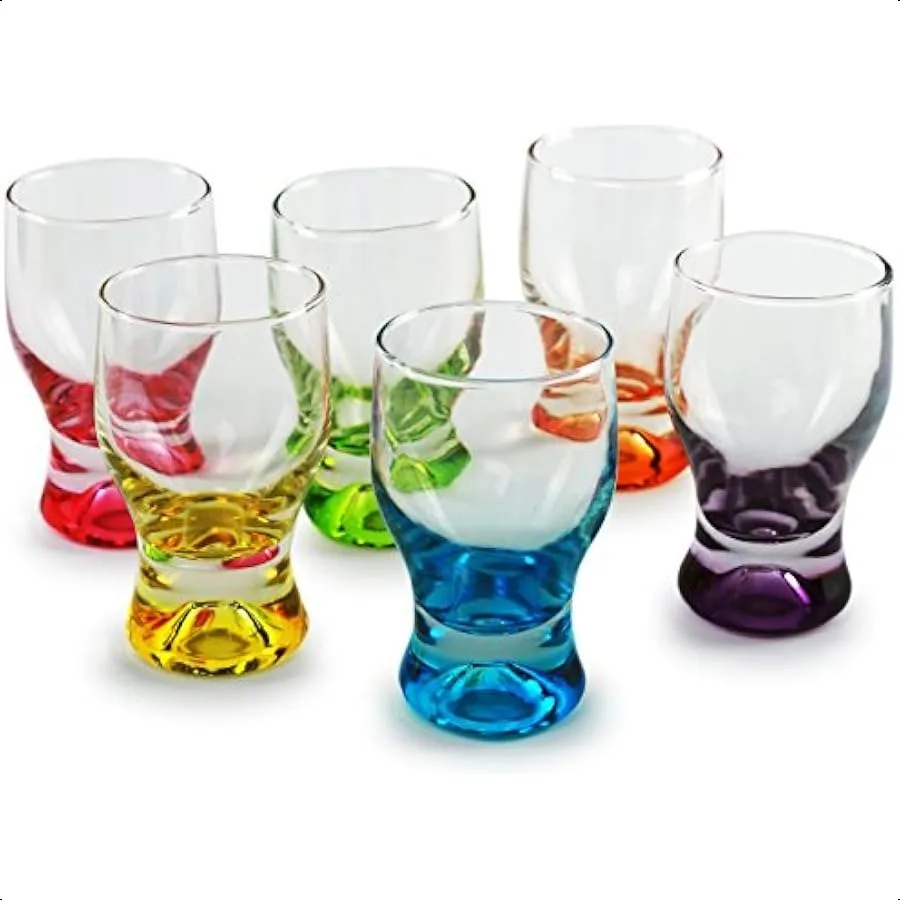 

Shot Set of 6 Heavy Base Glassware Drinking Whiskey Glass Cups for Vodka Brandy Bourbon and Liquor Beverage Dining Décor Gifts