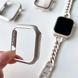 Case+Glass For Apple Watch Ultra 2 49mm 9 8 7 41 45mm PC Bumper Cover For iwatch 6 SE 5 4 3 38 40 42mm 44mm Starlight Protector