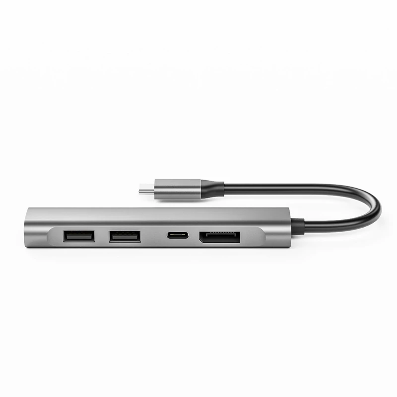 5 In 1 USB-C Hub Adapter 3.5Mm Audio Jack USB 2.0 Type C 60W PD Docking Station For  Laptop Desktop,W27L