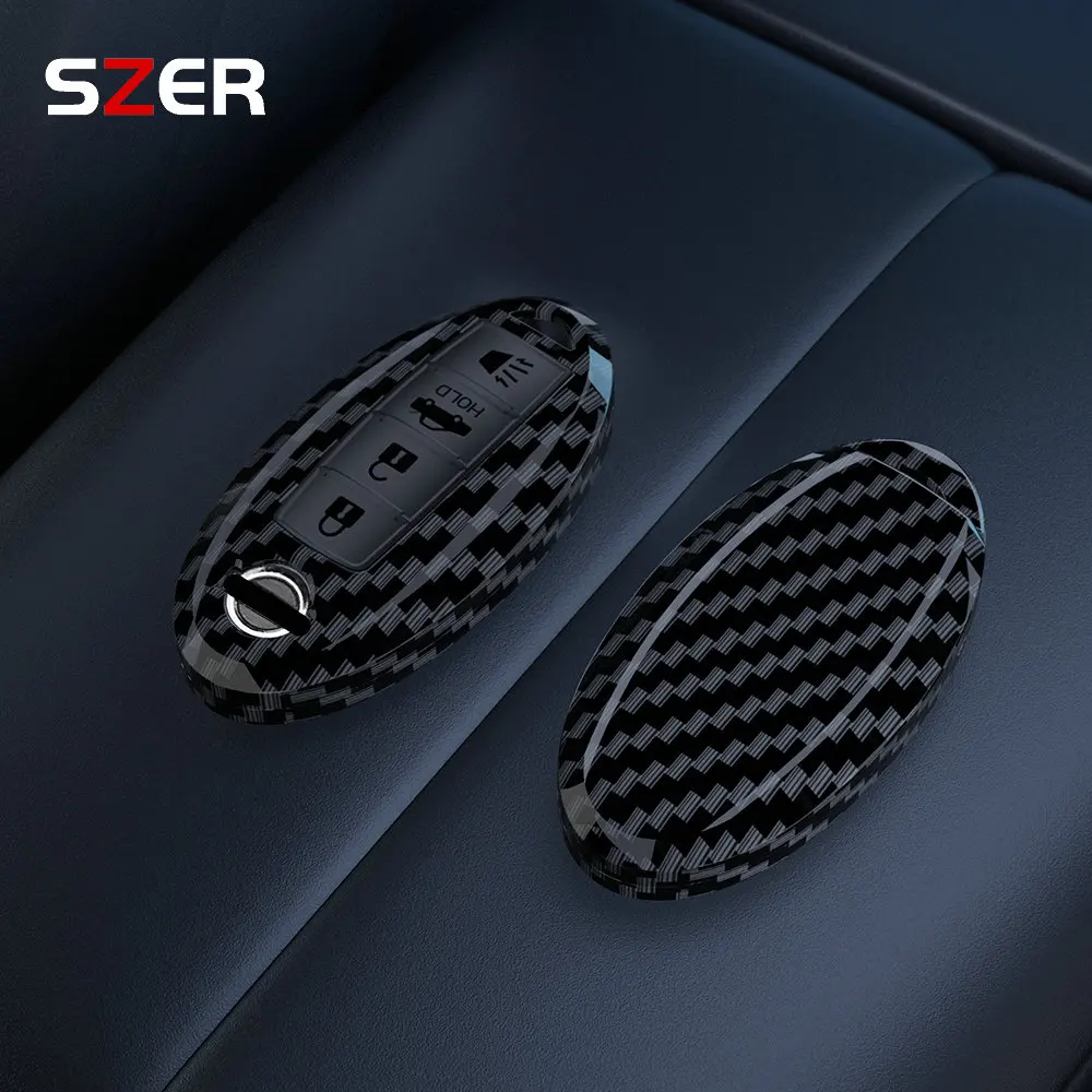 Capa para chave de carro em fibra de carbono abs, capa para nissan qashqai x-trail t32 t31 juke j10 j11 chutes tiida pathfinder note para bolsa infiniti
