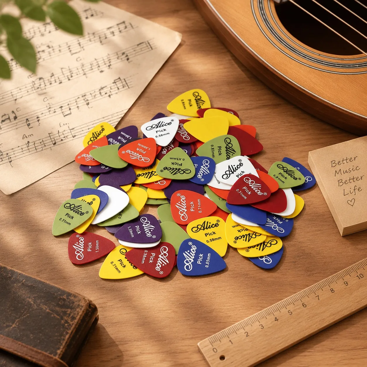 30PCS Guitar Picks Random Color Mix Thickness Bass Ukulele Plectrums Musical Instrument Accessories Practice Performance ZYF