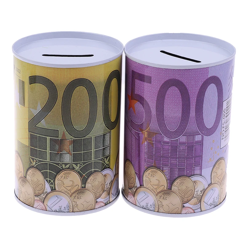 Euro dollar cilinder spaarpot kluis voor munten en briefgeld_voghion.com