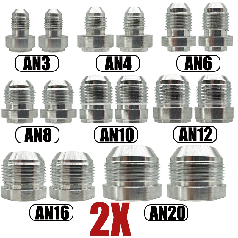 

2X AN3 AN4 AN6 AN8 AN10 AN12 AN16 AN20 Male Weld On Fitting Adapter Weld Bung Aluminum Fuel Hose Pipe Straight Fitting Silver