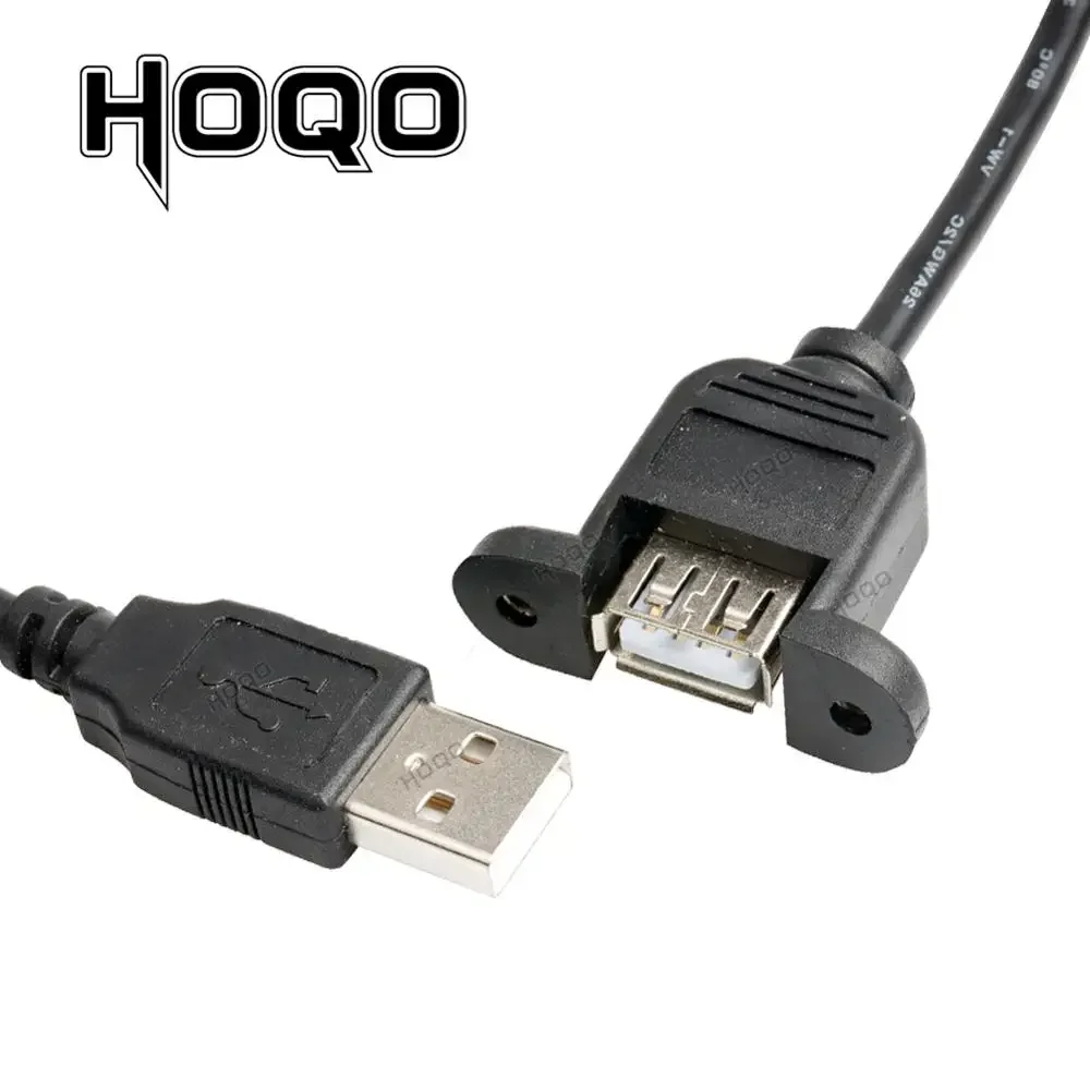 Panel Mount USB Extension Cable,Type-A Port usb2.0 Male to Female  with Screw hole lock connector Cord cabo 30cm 1M 5M 1.5M