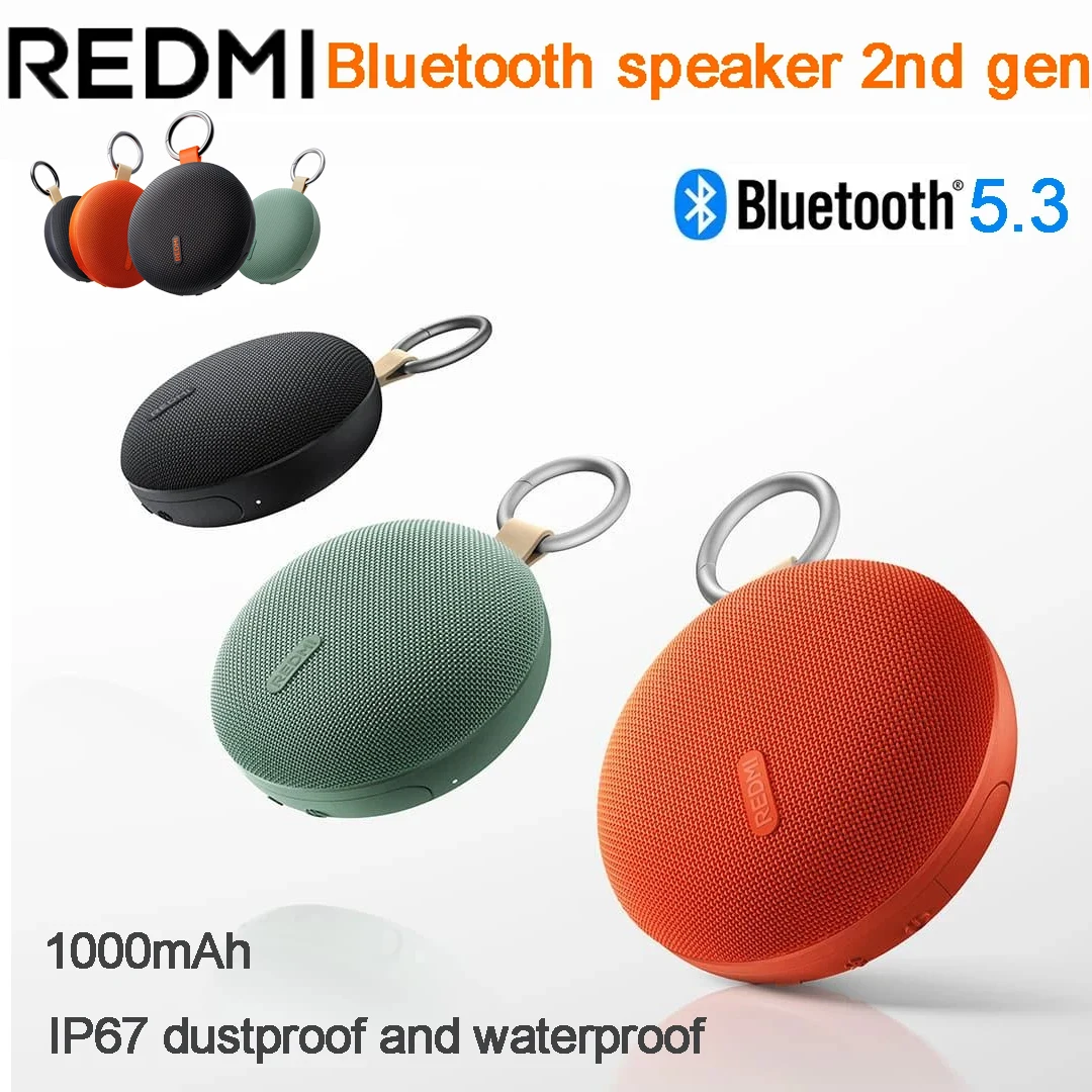 

Redmi Bluetooth Speaker 2nd gen 5W 1000mAh Battery TWS IP67 Dustproof ＆ Waterproof mini Portable Outdoor Music Party