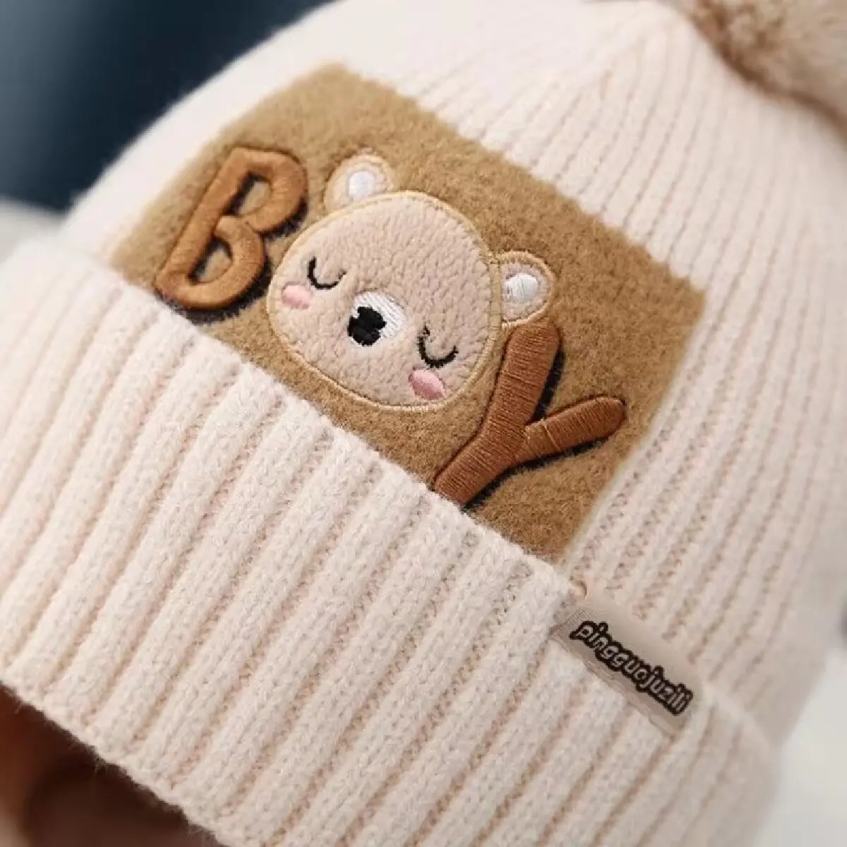 2 unids/set gorro para bebé bufanda lindo pompón invierno lana tejido gorro cálido niños niñas dibujos animados oso gorro de ganchillo bufandas