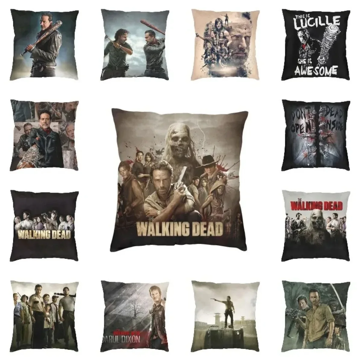 Horror Zombie TV Show The Walking Dead Cushion Cover Polyester Throw Pillow for Sofa Square Pillowcase Living Room Decoration