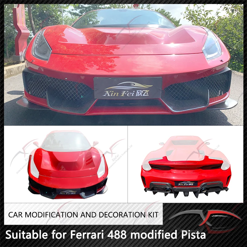 Suitable for Ferrari 488 modified Pista large surround aerodynamic kit front bumper assembly, side skirts, rear bumper assembly