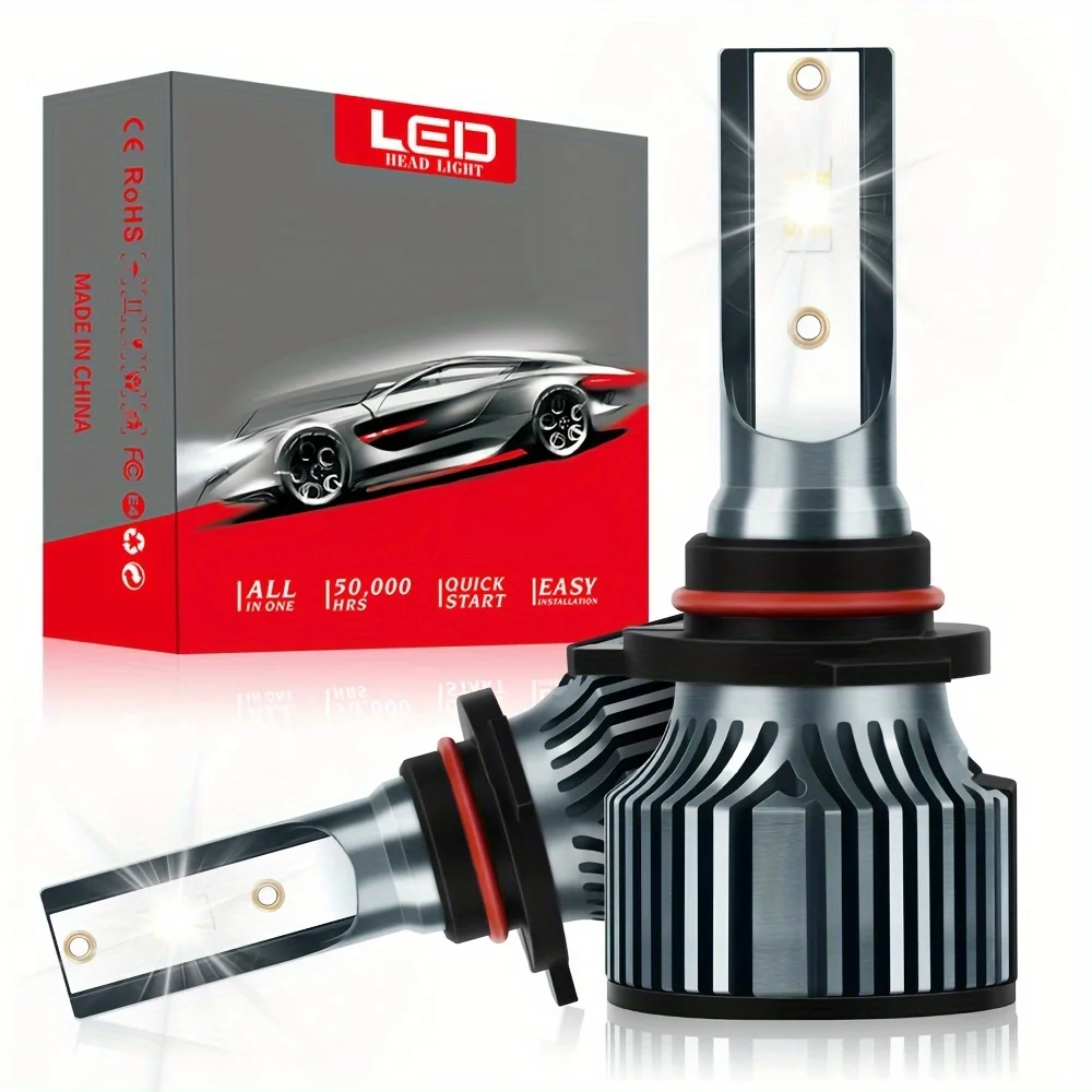 H1 H7 H4 9003 H13 9005 LED Bulbs 24000LM 300% Brighter 6000K White 9006 H8 H9 H11 LED Fog Bulb Plug And Play, Silent Fan 2PCS