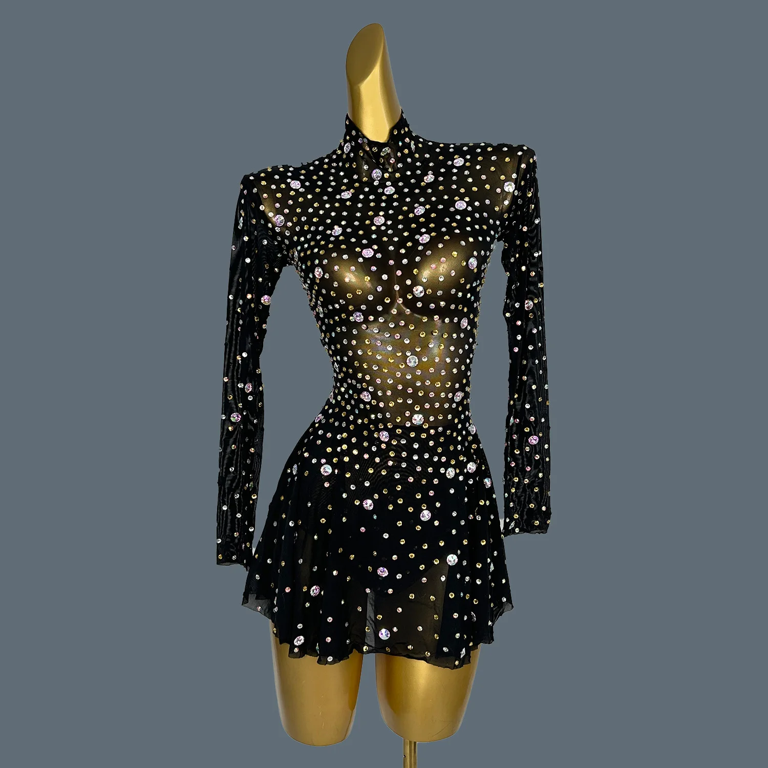 

Showgirl Stage Performance Dress High-end Dance Wear Mesh See Through Dance Troupe Women's Clothing Club Jazz Dance Show Xingtou