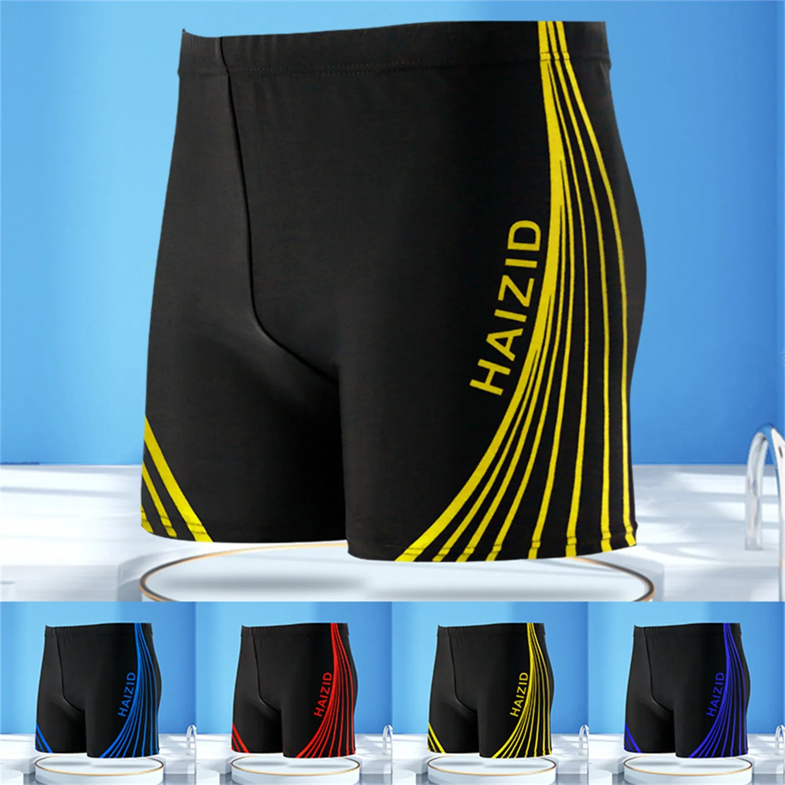 2024 Swimming Shorts Breathable Skinny Quick Dry Men Summer Trunks High Elasticity Letter Print Hot Spring Men Swimming Trunks