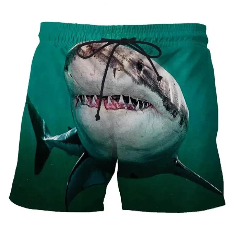 กางเกงขาสั้นชายหาดลายฉลาม 3 มิติ แฟชั่นลำลองสำหรับผู้ชาย กางเกงว่ายน้ำชาย กางเกงขาสั้นชาย ชุดว่ายน้ำชาย