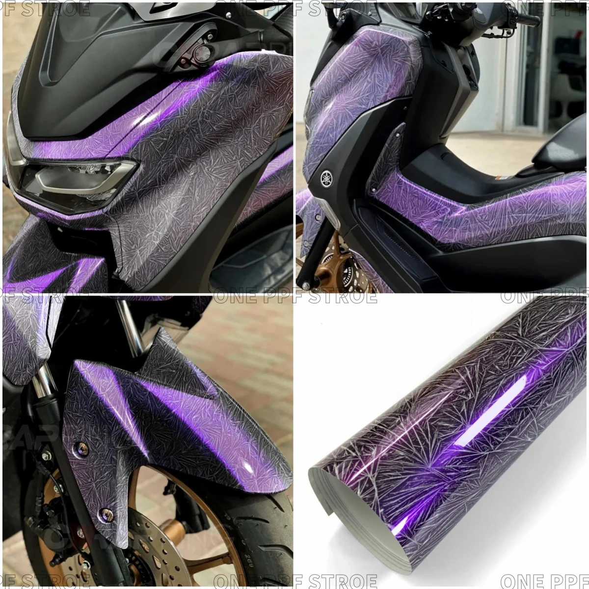 Car Carbon Vinyl Film Ice Crack Purple Car Stickers pet Glossy Auto Body Decoration Anti Scratch Wrap Decal for Auto Accessories