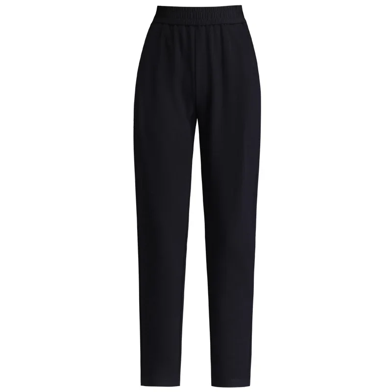 Pantalon sarouel ample taille haute élastique polyvalent pour femmes automne droit couleur unie pantalons de sport décontractés