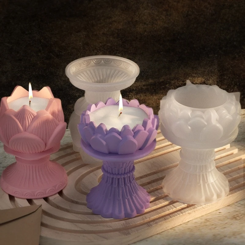 Lotuses Holder Silicone Mold DIY Flower Candlestick Concrete Molds Flowerpot Plasters Mould Jewelry Storage Bowl