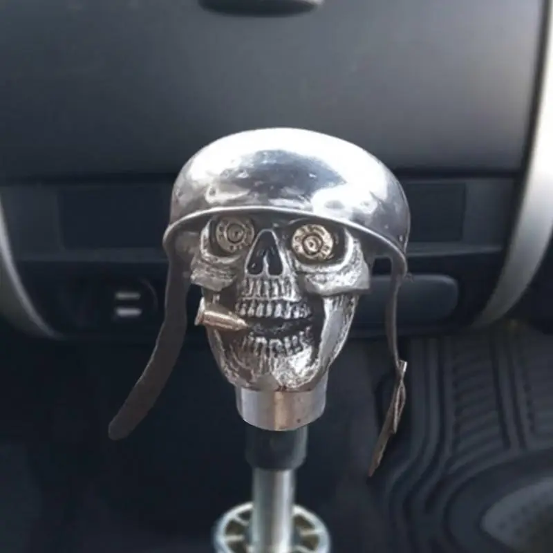 6cm sliver Skull Soldier Gear Knob Handcrafted Car Stick Alloy Gear Shift Knob Handle Shifting Knob For Manual Automatic Car