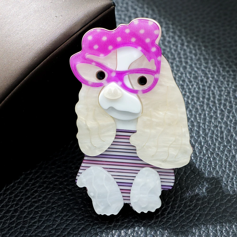 CINDY XIANG Acrylic Cute Dog Brooch Fashion Animal Pin Acetate Fiber Jewelry 3 Colors Available Cartoon Accessories High Quality