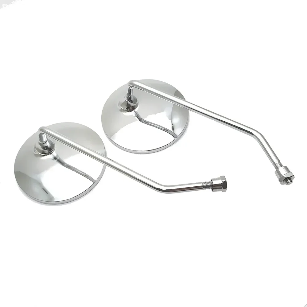 A Pair Chrome Motorcycle Scooter Mirrors Universal Motorbike Rear View Mirror 8mm 22mm 25mm handlebar Round Oval Convex Mirrors