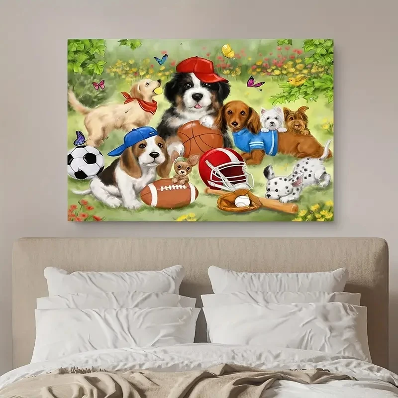 Dog Baseball Canvas Painting Posters And Prints Animal Wall Art Pictures For Living Room Bedroom Decoration Holiday Kid Gift