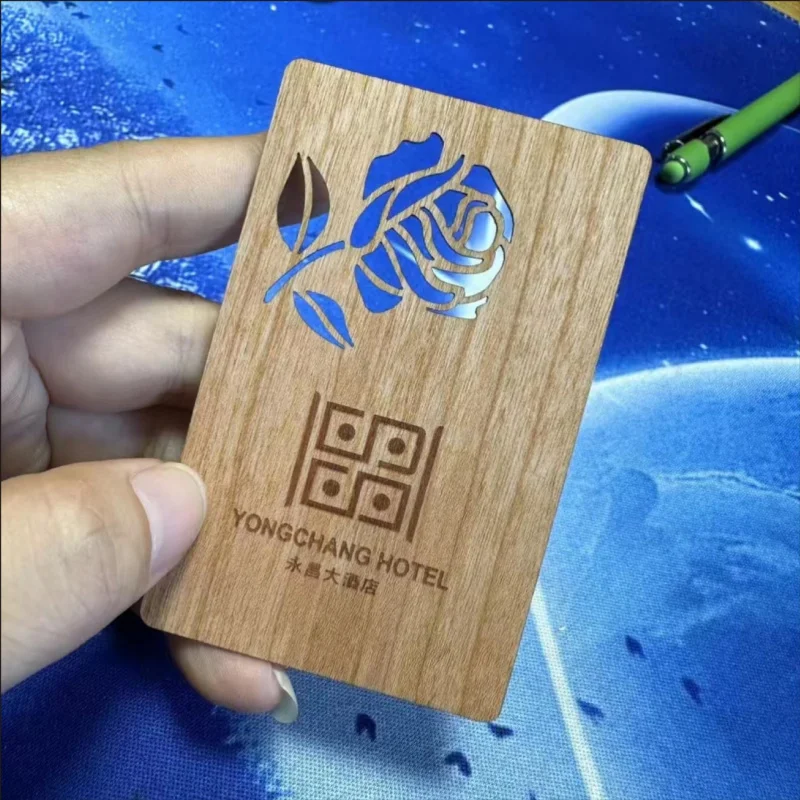 Customized: Wooden Hollow Business Card NFC Chip Card Hotel Wooden Sensor Card Waterproof Access Card