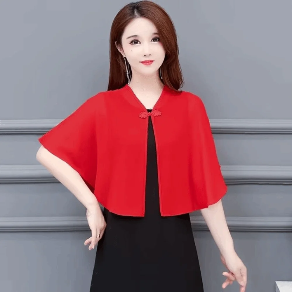 Sweet Breathable Chiffon Shawl Loose Polyester Sunscreen Scarf Lightweight Large Seaside Vacation Cloak Beach
