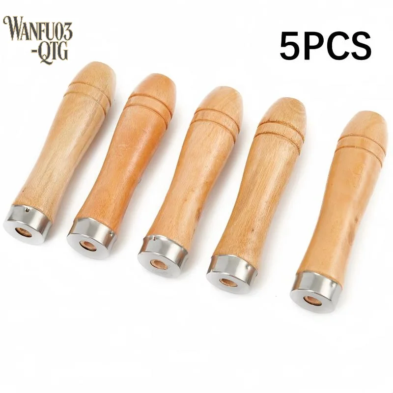Hot 5pcs Wooden File Handle Replacement Strong Metal Collar For File Craft Tool 9cm Wood Rasp Woodworking Polishing Rust-Proof