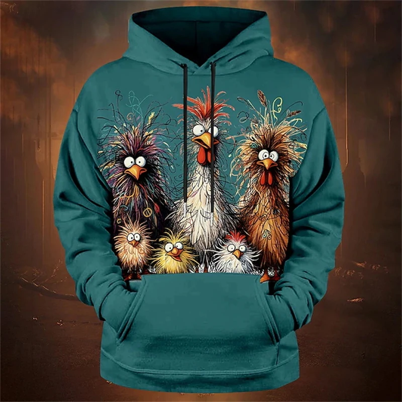 New Funny Cartoon Chicken Graphic Men Women 3d Print Fall Fashion Street Wear Y2k Unisex Sweatshirts Casual Loose Men Clothing