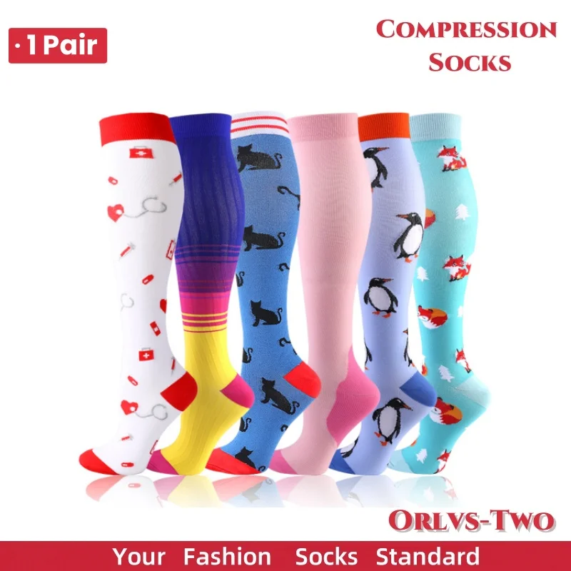 58 Styles New Compression Socks Sports Running Marathon Recovery Outdoor Cycling Riding Non-slip Stockings High  For Men Women