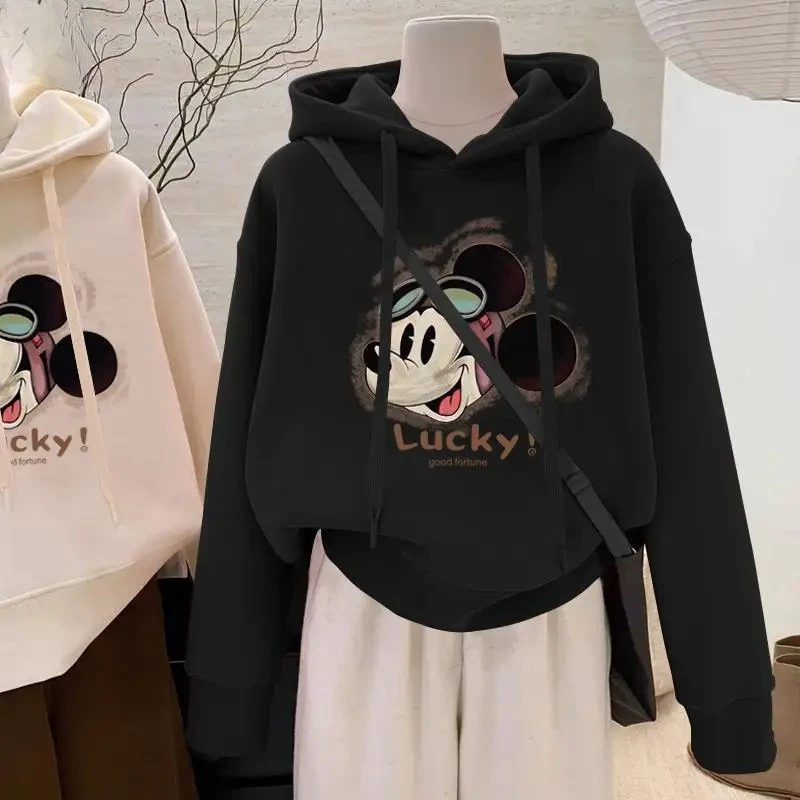 

Mickey Mouse Women's Hoodie - Korean Style Chic Oversized Versatile Fall Winter Thickened & Early Autumn Lightweight