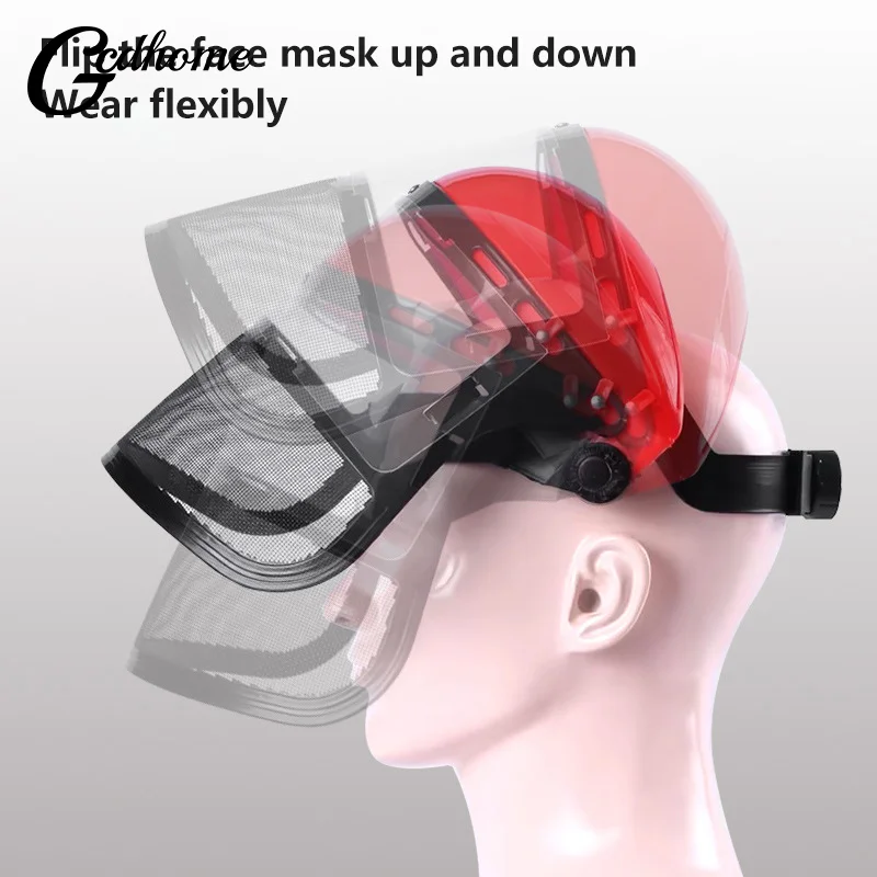 Safety Head-Mounted PVC Protective Mask Anti-Splashing Anti-Dust Face Screen For Grass Cutting Work