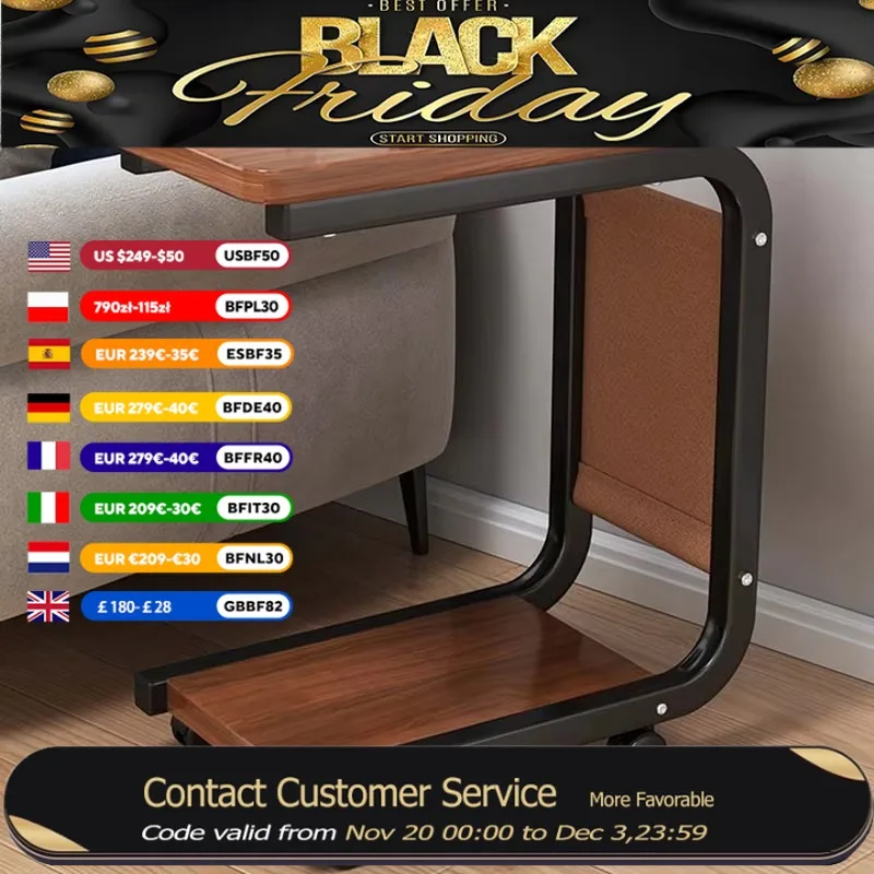 

Wheels Metal Side Table Simple Square Wood Mobile Living Room Side Table Modern Nesting Tavolino Da Salotto Furniture For Home