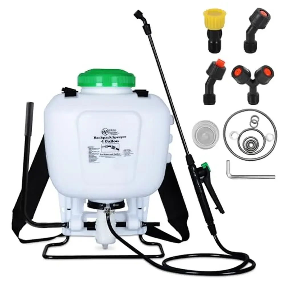 Backpack Sprayer Pests & Weeds Garden Spraying Plants Translucent White Shoulder Strap 4-Gallon High Efficiency Chemical