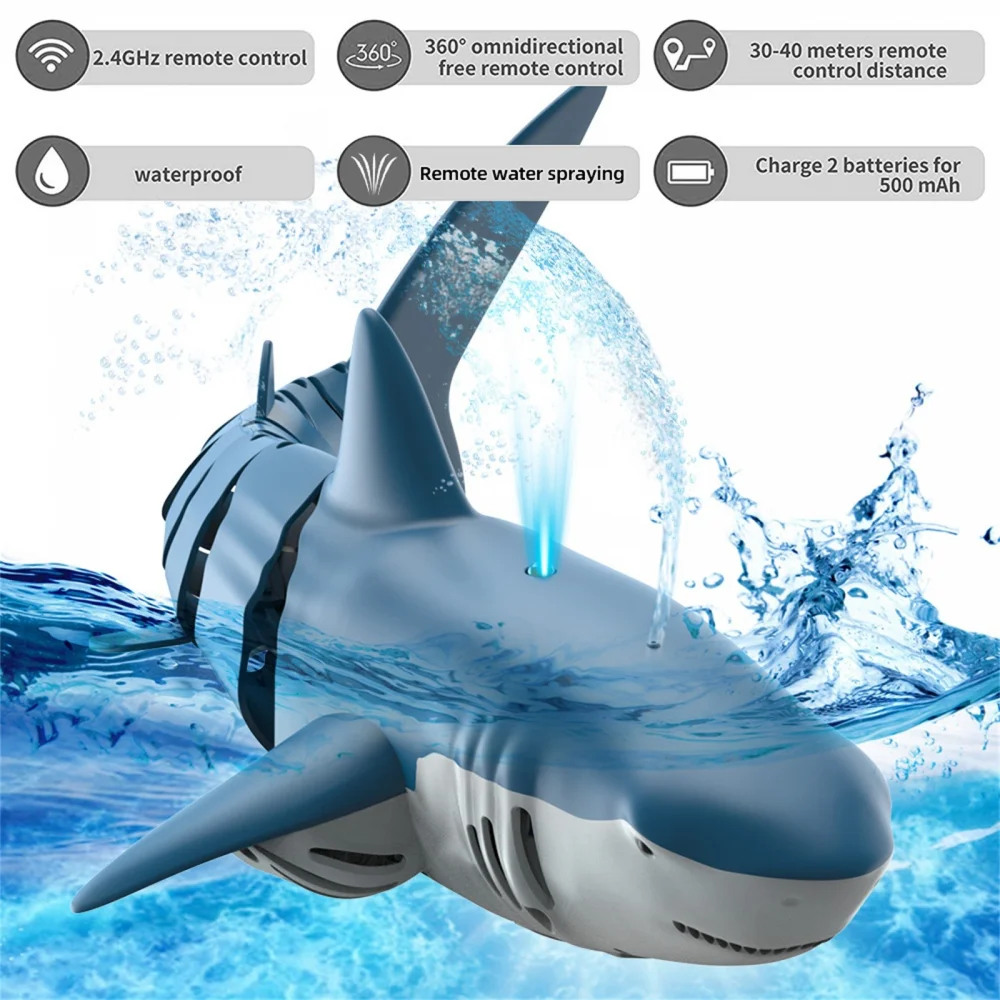 RC Shark Spray Water Electric Whale Kids Toy Remote Control Dolphin Animal Bath Tub Pool Simulation Submarine Fish Swimming Game