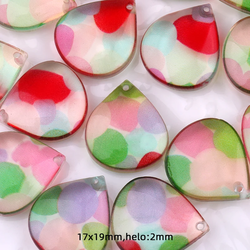 10pcs 17x19mm Small Water Drop Charms Pendant for Earring Necklace Key Chain Resin Colorful DIY Jewelry Making Supplies