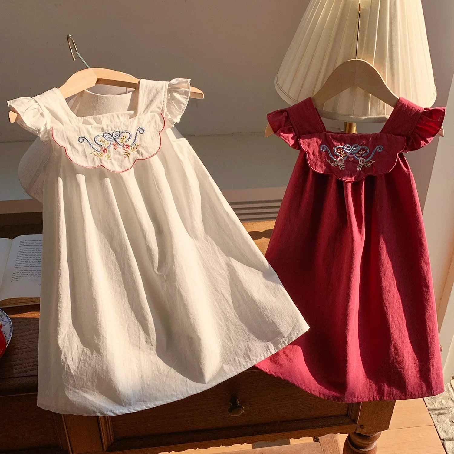 

Girls Casual Dresses Flower Embroidery Party Dress for Kids Girl 2 To 7 Years Toddler Girl Clothes Princess Dress