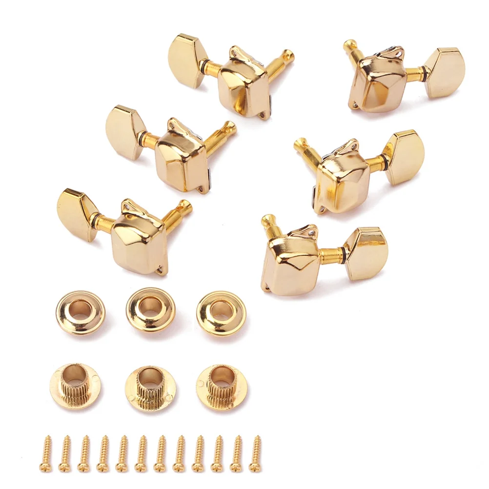 

6 pcs Golden Guitar Tuning Pegs Sealed Machine Heads For Acoustic Electric Bass 3L3R Replacement Ferrules Bushings Screws