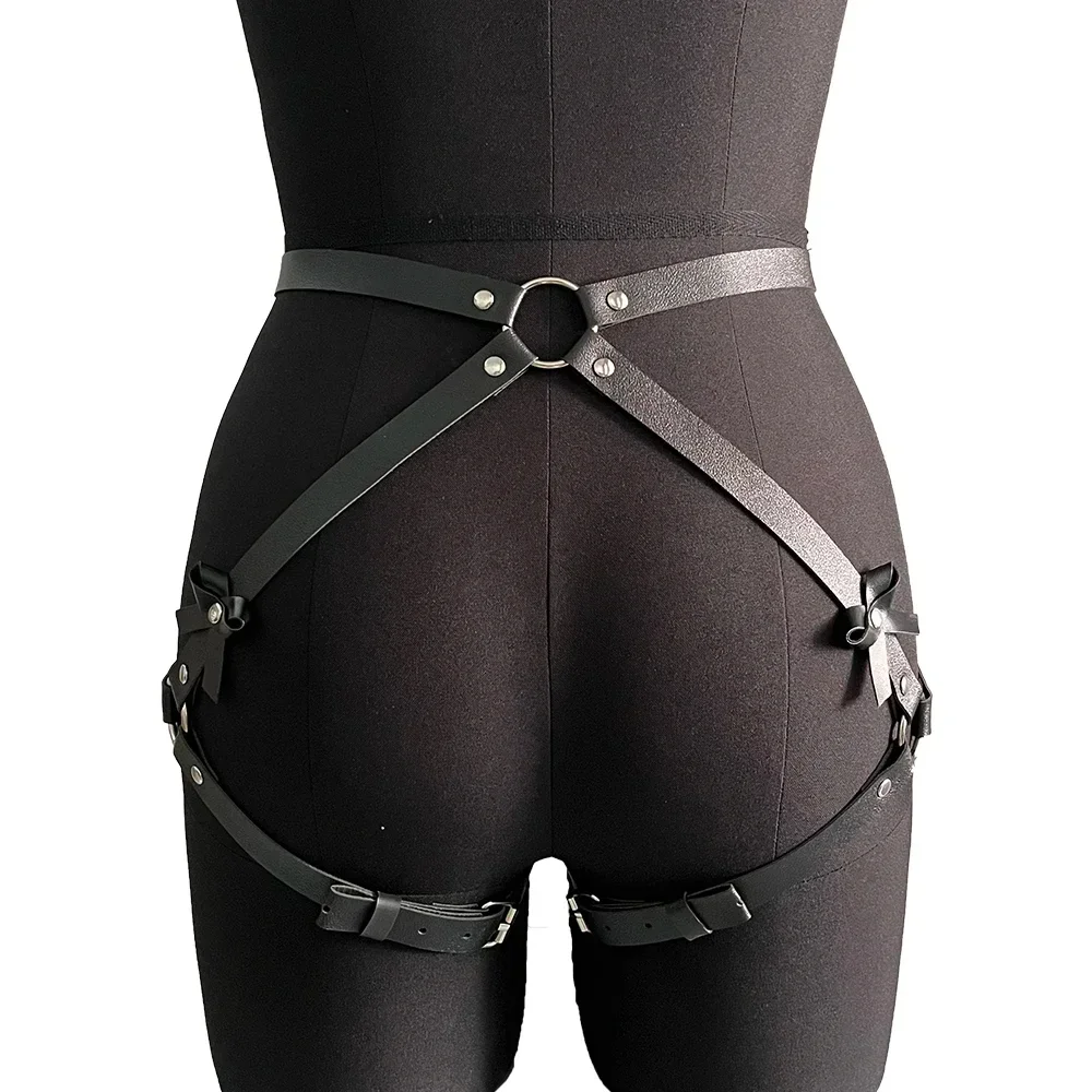弓ヒップベルトセクシーな脚ハーネスベルト女性のための革ランジェリー腿ガーターボンデージゴシック緊縛フェチ衣装accessorie