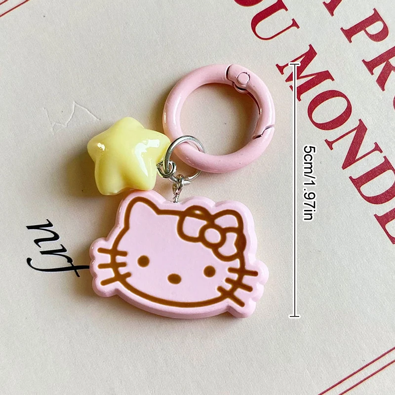 Sanrio Kawaii Hello Kitty Keychain Cute Cartoon Doll Pendant Decoration Star Keyring Jewelry Girl Child Gifts Toy