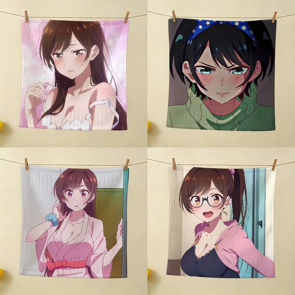 Anime Rent-A-Girlfriend New 25x30cm Small Hand Towel Quick Dry Decorative Kitchen Towel Gauze Towel Home Restaurant