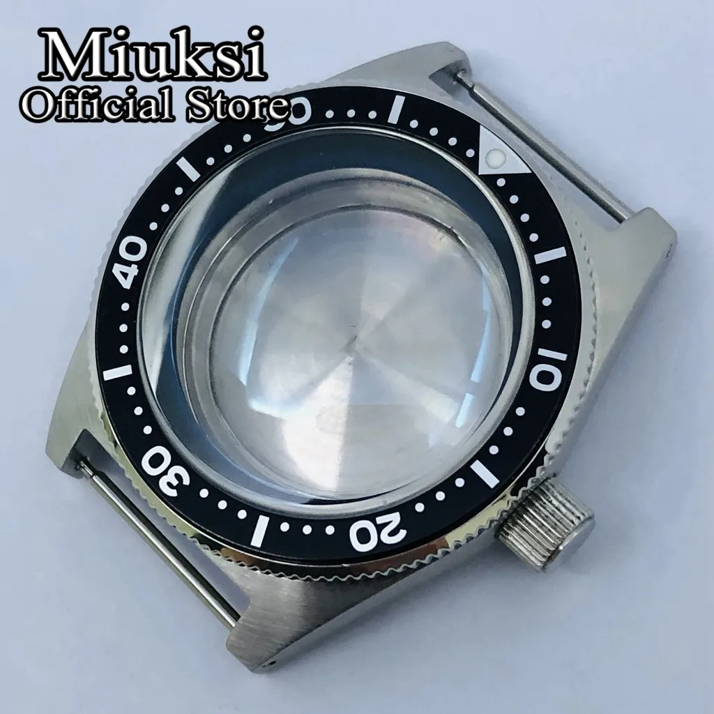 Miuksi 62MAS diving 40mm silver sterile watch case domed sapphire glass fit NH35 NH36 movement