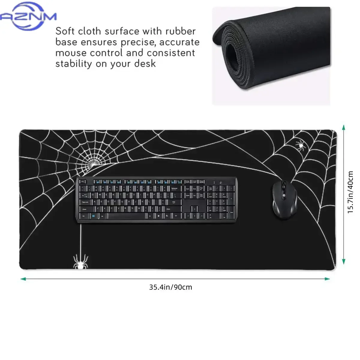 Black White Spider And Cobweb Large Mouse Pad Computer Keyboard Mouse Mat Gamer PC Laptop Desk Mat Office Table Mats